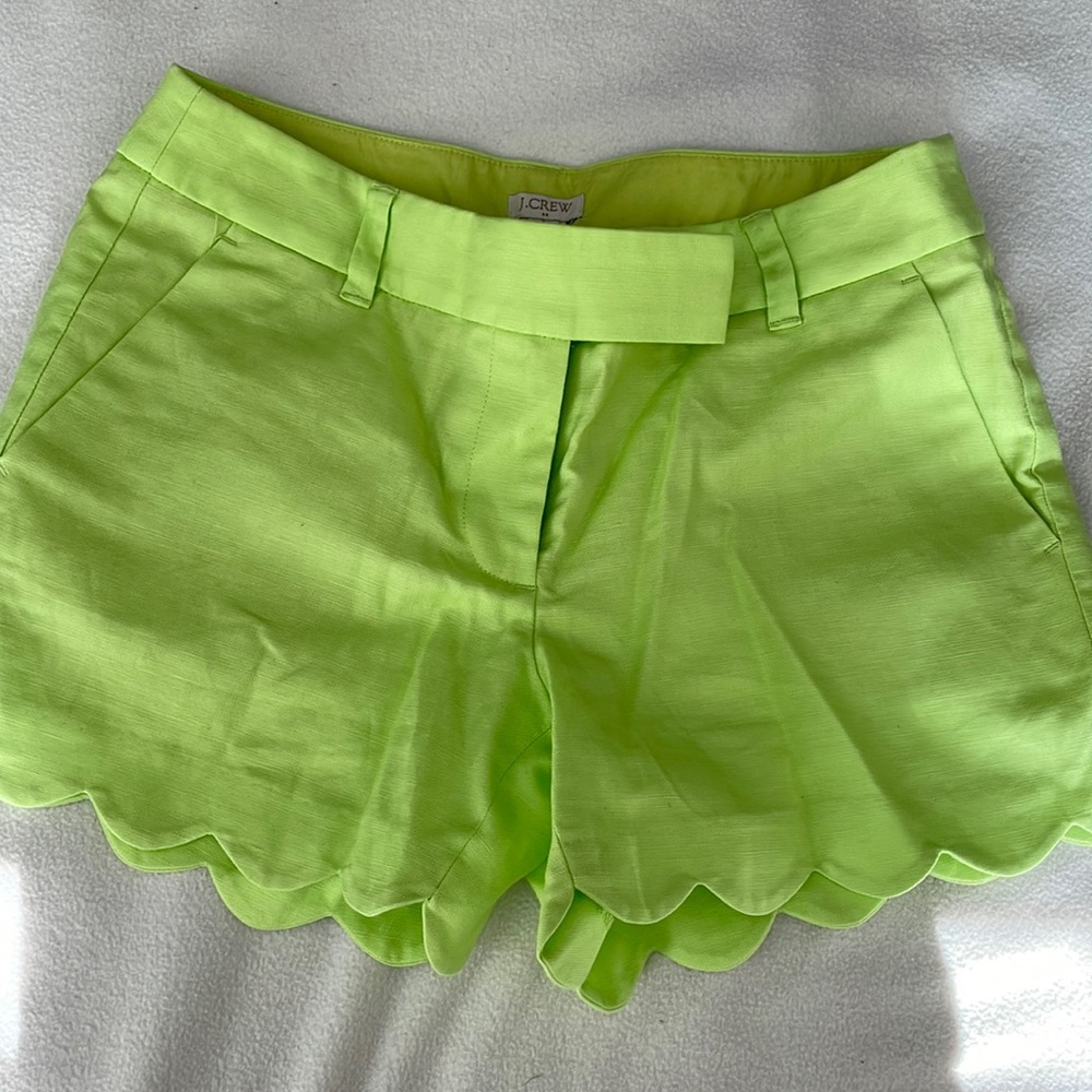 Lime green size 2 Jcrew scalloped shorts